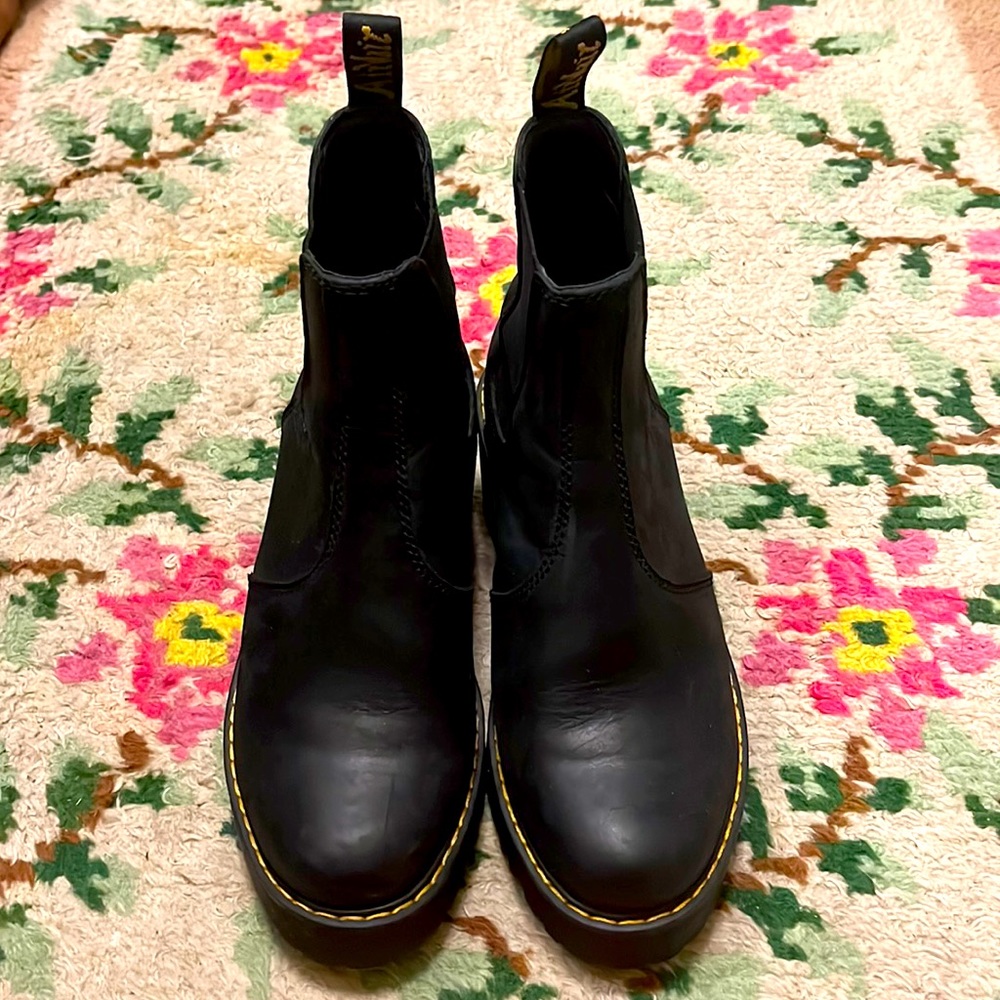 Doc Dr Martens Rometty Chelsea Black Boot Leather Booties Womens Size 7